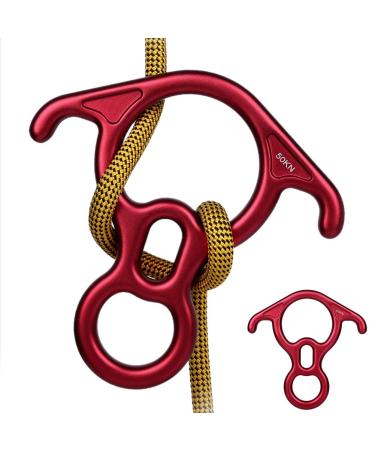 50KN Rescue Figure, 8 Descender Large Bent-Ear Belaying and Rappelling Gear Belay Device Climbing for Rock Climbing Peak Rescue 7075 Aluminum Alloy Red