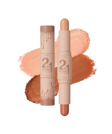 2in1 Highlights and Contour Sticks Highlight & Contour Bronzer Contour Stick cool tone contour Long Lasting & Waterproof Contour Sticks Kit For Light Skin Face Makeup (Ivory + Dark coffee)