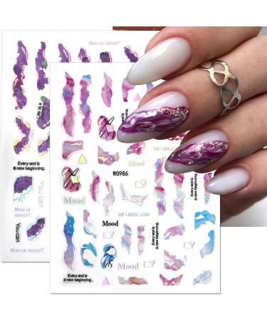 6 Colors Marble Nail Stickers - Self-Adhesive 3D Nail Art Accessories | Bronzing Silver Blooming Designs - Buy Online on GoSupps.com