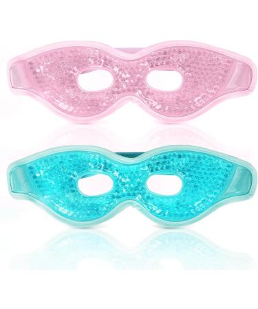 ACWOO Cooling Eye Mask 2PCS Cooling Gel Beads Eye Mask for Puffy Eyes Reusable Hot Cold Therapy Gel Eye Mask for Migraine Relief Headache Dark Circles Dry Eyes Swollen Eyes Sinus Pain (C) A Blue+pink - Buy Online on GoSupps.com