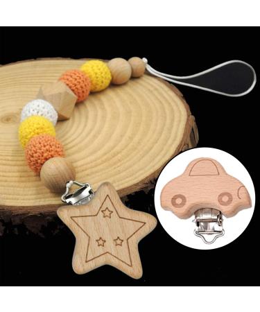 10-Pack Wooden Pacifier Clips - Safe & Non-Toxic Nucky Clips for Newborns | Adorable Pacifier Chain Holders - Buy Online on GoSupps.com