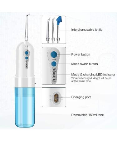 KouRy Cordless Waterproof Dental Flosser | Portable USB Rechargeable Oral Irrigator for Travel & Home | IPX7 Teeth Cleaner for Braces - Buy Online on GoSupps.com