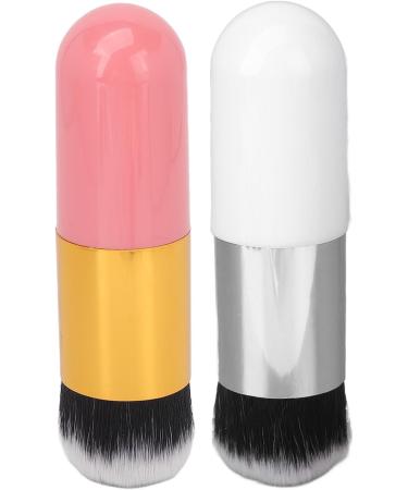 Cosmetic Brush Brush Nylon Fiber Portable Comfortable 1 Color Silver White 2 Pieces for Travel - Buy Online on GoSupps.com