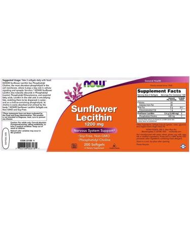 Now Foods Sunflower Lecithin 1200mg - 200 Softgels (Pack of 2) - Buy Online on GoSupps.com