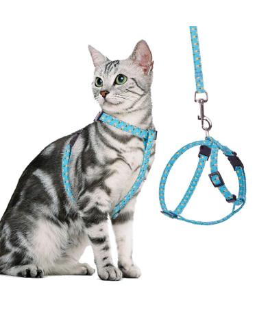 BINGPET Cat Harness and Lead Set Escape Proof - Adjustable Soft Vest Harnesses for walking with Pineapple Pattern Pet Chest Strap for Small Medium Large Kitten