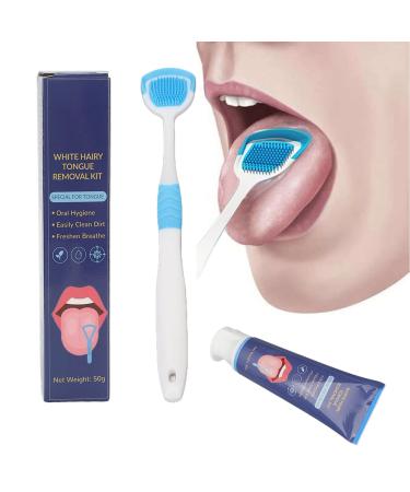 Tongue cleaning brush 2 pieces of tongue scraping brushes set tongue cleaning gel set tongue cleaning gel orally refreshing tongue scraps Set for bad breath 50g