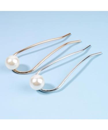 Yheakne Vintage Pearl Hair Clip - Gold Brass U-Shape Hairpin & Dutt Holder for Women & Girls - Buy Online on GoSupps.com