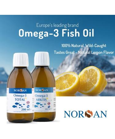 NORSAN Omega-3 Arktis Fish Oil High-Potency 2 000 mg EPA + DHA per Serving Supports Heart Brain & Vision Health* Natural Lemon Flavor Friend of The Sea Certified 6.8 fl oz Bottle (200ml) - Buy Online on GoSupps.com
