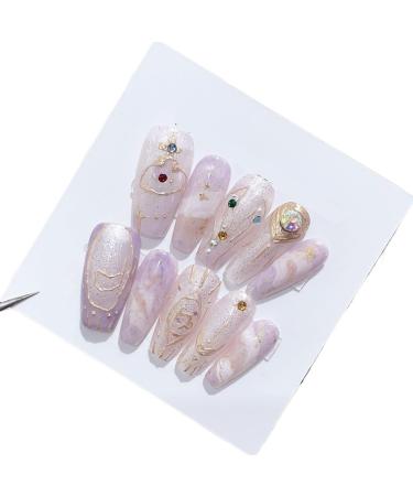 Handmade Nail Constellation Series Dream Gentle Purple Charm Fairy Nail Patch Nail Enhancement Capricorn(XS)