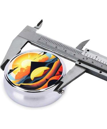 Sunrise Mountain Round Pill Box - 3 Compartment Portable Travel Organizer for Easy Medication Management - Buy Online on GoSupps.com