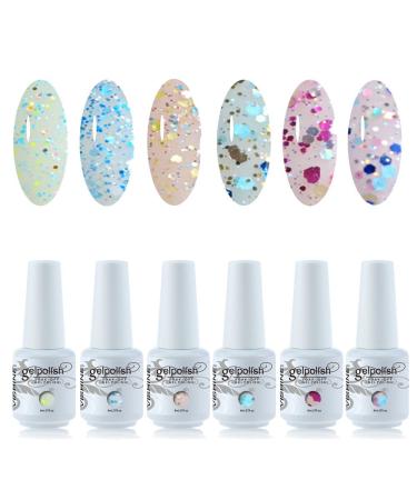 Vishine Shellac 8ml Gel Nagellack Aufloesbarer UV LED Multi Farben 6pcs Kit #025