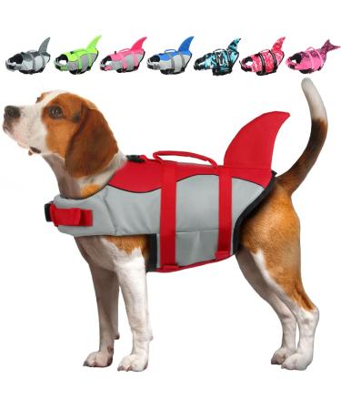 Emust dog chimney shark dog swimming vest for small medium large dogs with a rescue handle safety vest for swimming pool beach booting S red S red - Buy Online on GoSupps.com