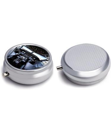 Round Pill Box with Airplane Cockpit Print | 3-Compartment Decorative Metal Pill Organizer | Portable Pocket Medicine Case - Buy Online on GoSupps.com