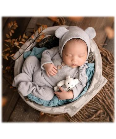 Zeroest Newborn Prince Photo Prop Set - Baby Photography Outfit with Bear Hat and Clothes in Light Blue - Buy Online on GoSupps.com