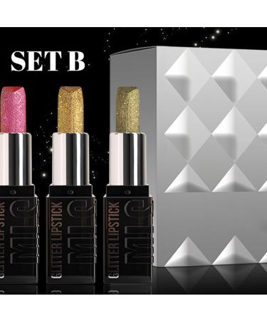 Gloss L vres Paillet 3 Pi ces de Cosm tiques Paillettes - Rouge L vres Brillant - pour la Saint-Valentin les Femmes les Filles la F te le Voyage le Bureau la Maison la Routine B# - Buy Online on GoSupps.com