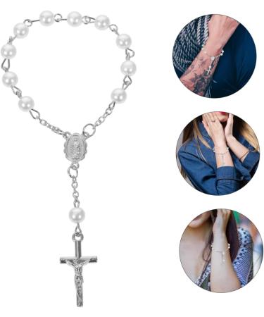 ABOOFAN 10pcs Gold Decor Wrist Bands Women Wrist Jewelry Beaded Bracelets Beaded Jewelry Bracelets for Women Cross Bracelets Cross Bracelet for Women Miss Charm Accessories Acrylic Silver 13X1.5cm - Buy Online on GoSupps.com