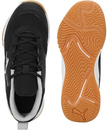 PUMA Unisex Kinder Varion Li Jr Indoor Court Shoe - 34 EU Black Cool Light Gray Yellow Blaze Gum | International Shipping Available - Buy Online on GoSupps.com