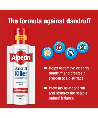 Alpecin Dandruff Killer Shampoo 3x 375ml | German-Made Men's Hair Care | Removes & Prevents Dandruff - Buy Online on GoSupps.com
