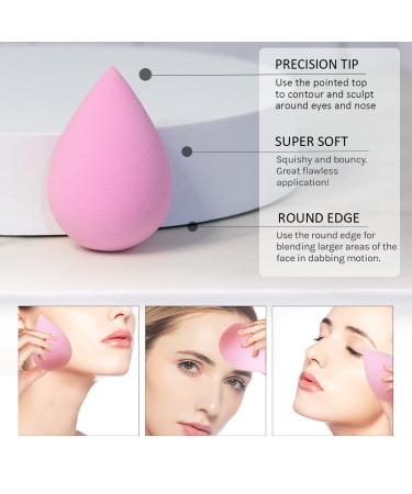 6 Pcs Makeup Blender Beauty Sponge Set - Latex-Free Sponges for Liquid, Cream, and Powder Foundation - Super Soft Beauty Blender Set in Light Pink - Buy Online on GoSupps.com