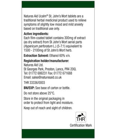 St Johns Wort 2 x 60 Vegan Tablets Relieve The Symptoms of Slightly Low Mood and mild Anxiety - Buy Online on GoSupps.com