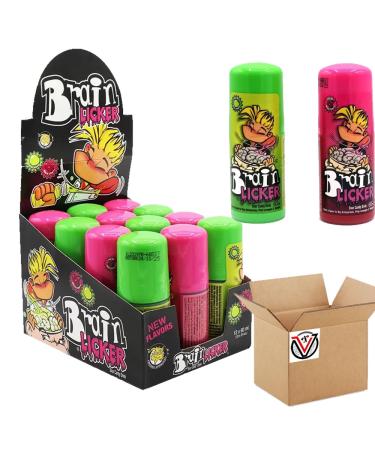12 x Brain Licker Sour Apple & Black Cherry 60ml - Sour Fruit Flavour Candy Drink in Roll-On Bottle