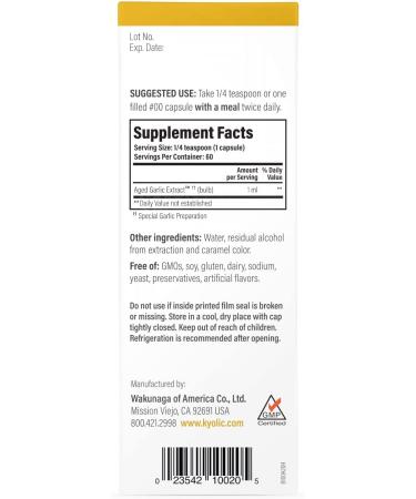 Kyolic Aged Garlic Extract Liquid - 2 Oz Vegetarian Cardiovascular Support - Buy Online on GoSupps.com