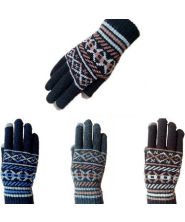 Healifty 1 pair Men's Warm Full Finger of Knitted Printed Yarn Grey Woolen Gloves - Buy Online on GoSupps.com