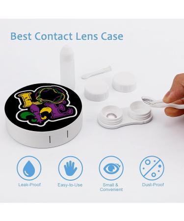 I Love Mardi Gras Fleur De Lis Round Case For Contact Lens Kit Storage Box with Mirror Printed - Buy Online on GoSupps.com