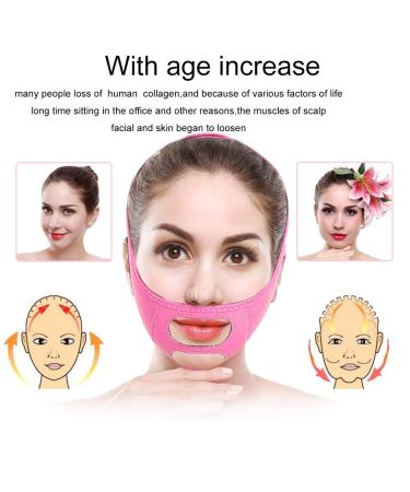 Facial Slimming Lift Face Belt - Double Chin Removal & Skin Tightening Bandage (Pink) - Buy Online on GoSupps.com