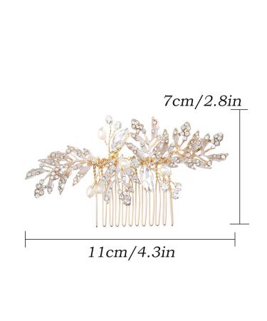 Crystal Bride Wedding Hair Comb - Rhinestone Leaf Bridal Headpiece with Pearl Accents - Buy Online on GoSupps.com