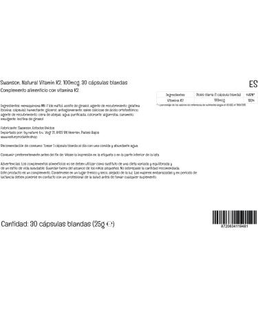 Swanson Vitamin K2 MK-7 100mcg Softgels - Lab-Tested, Non-GMO, Gluten-Free - Buy Online on GoSupps.com