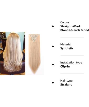 Silk-co Long Straight Hairpiece Extensions Clip in 23 inch Synthetic Heat Resistant - Dark Blond&Bleach Blond - Buy Online on GoSupps.com