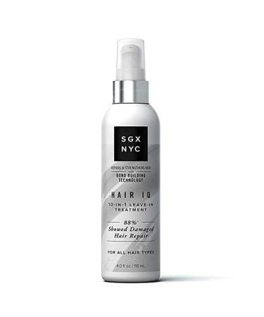 SGX NYC Hair IQ - 4 Fl Oz - For All Hair Types - 10-in-1 Leave In Treatment for Damaged Hair - Infused with Biotin and Hyaluronic Acid - Exclusive Bond Technology to Strengthen and Repair Hair Damage 4 Fl Oz (Pack of 1)