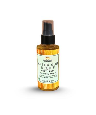 Bodyceuticals Organic Calendula After Sun Oil Moisturizing Face and Body with Olive Oil and Vitamin E Lightweight Formula for Normal to Oily Skin 2 oz