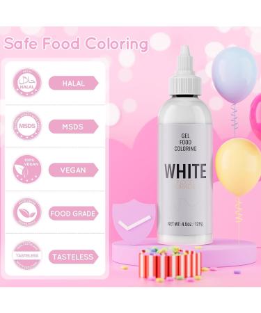 Nomeca Food Coloring Gel for Baking 128g Cake Food Coloring High Concentrated Vibrant Gel Food Dye for Easter Egg Icing Fondant Macaron Frosting Cookie Gluten Free Vegan Tasteless (128g(White)) 125 ml (Pack of 1) - Buy Online on GoSupps.com