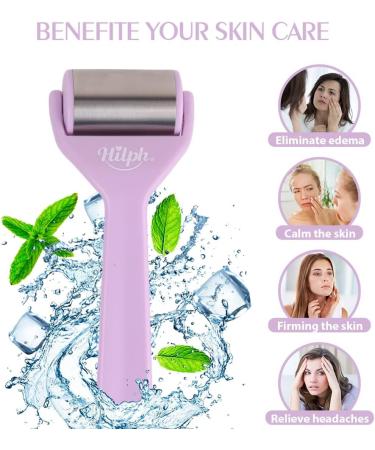 Hilph Ice Scooters for Face & Eyes | Facial Massage Tools for Swelling & Migraine Relief | Stainless Steel Purple Ice Roller | Reduce Dark Circles & Relax Skin - Buy Online on GoSupps.com