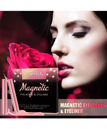 VESHELY Magnetic Eyelashes with Eyeliner Kit - 3 Pairs Natural Look False Lashes Set with Waterproof Magnetic Liner - 3D Short and Long Eyelashes - Glue-Free Application - Buy Online on GoSupps.com