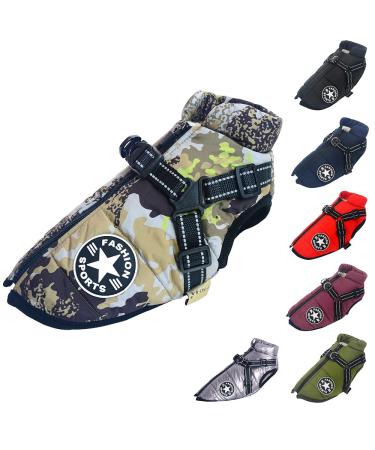 Dog Vest Dog Coat Waterproof Warm Vest with Dog Harness Winter Warm and Soft 9 Colors Camouflage MM Camouflage