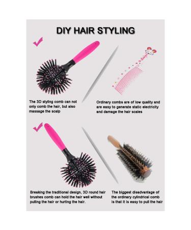 Aaiffey 3D Round Hair Brush for Women - 360 Degree Styling for Thick Curly Hair - Detangling Hairbrush for Wet and Dry Hair - Cows Print - Buy Online on GoSupps.com