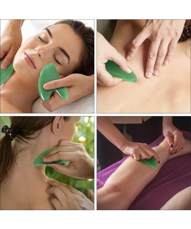 Uraqt Gua Sha Massage Tool - 2 Natural Jade Boards for Spa Facial Care & Anti-Aging | Green Scraping Stones for Wellness - Buy Online on GoSupps.com