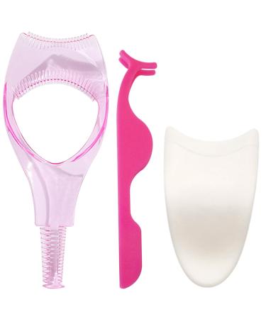False Eyelashes Applicator Tool 3 In1 Eyelashes Tools Mascara Shield Guard Cosmetic Eyelash Applicator Eyelash Comb Upper Lower Eye Lash Helper Tool Eyelash Curler Cosmetic Tool for Women Girls