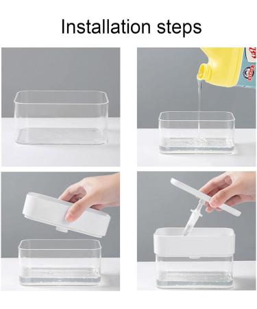 Soap Dispenser Box Tableware Cleaning Liquid Box with Sponge Brush | Water Drainage Cleaning Liquid Press Dispenser for Home Shakven Transparent Box + Sponge + Drain Board - Buy Online on GoSupps.com