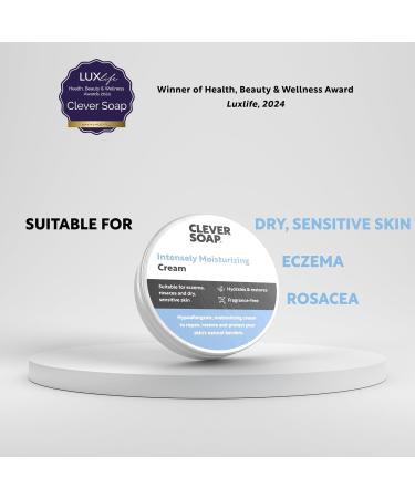 Clever Soap Intensely Moisturising Hand Face & Body Cream - Suitable For Eczema Rosacea & Rough Dry Sensitive Skin - Gentle Hydrating Emollient - Fragrance-free Hypoallergenic Care & Relief - Buy Online on GoSupps.com