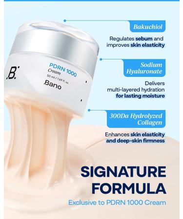 Bano PDRN 1000 Cream - PDRN & Collagen Firming Cream for Loose Skin | Face Moisturizer for Sensitive Skin | Bakuchiol for Skin Elasticity | Korean Skin Care | Fragrance-Free | 1.69 fl oz - Buy Online on GoSupps.com