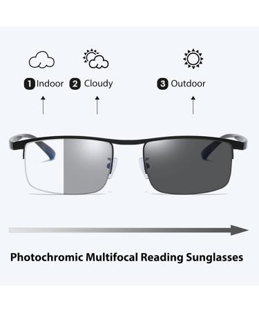 Photochromic Progressive Multifocus Reading Glasses - Anti-Blue Light Multifocal Readers & Transition Sunglasses - 1.5x Black-Clear - Buy Online on GoSupps.com
