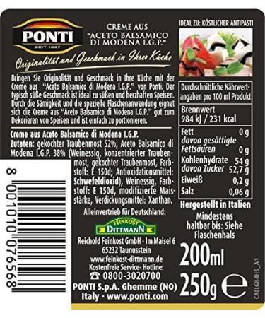  Ponti Ponti Balsamic Vinegar of Modena PGI Lot de 6 tubes de cr me 200 ml - Buy Online on GoSupps.com