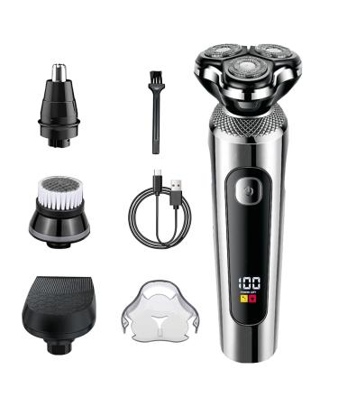 Electric Razor for Men 2-Speed Electric Shavers with LCD Display 90mins Waterproof Wet/Dry Shaving Time IPX6 Waterproof USB Rechargeable Child Lock Electric Razor Grooming Kit 4 in 1