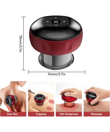 Rechargeable Electric Cupping Massage Device - 6/12 Gear Intelligent Therapy Tool for Home Office & Travel (Red) - Buy Online on GoSupps.com
