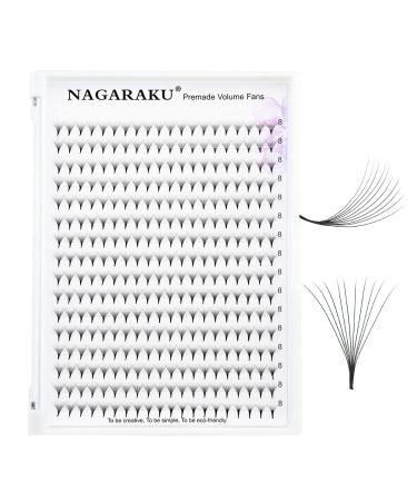 Nagaraku Volume eyelash extension prefabricated compartments 320pcs narrow stem slightly tight premade fans eyelash extensions artificial eyelashes 16 rows (10d 0.07mm thickness D curl 8mm) 8mm 10d-07-D curl