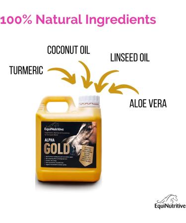 Alpha Gold by EquiNutritive - Tumeric and Linseed Oil Joint Care Supplement for Horses. 100% Natural Equine Support Supplements for Hips Joints & Mobility. Easy-to-Feed Ready-to-Use Liquid (1L) 1 l (Pack of 1) - Buy Online on GoSupps.com